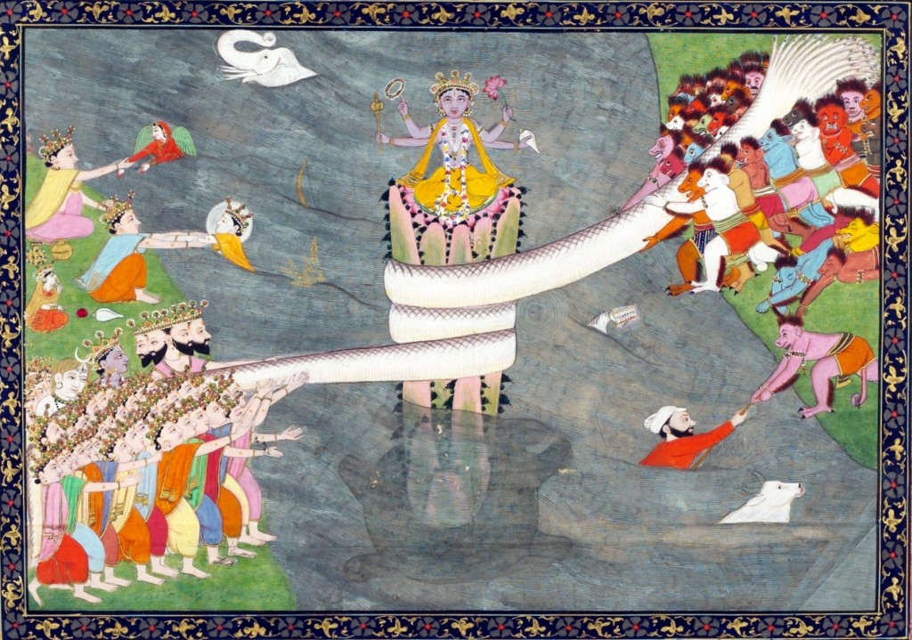 Animales sagrados de la India - Dios serpiente removiendo el oceano de leche Animales sagrados de la India - Dios serpiente removiendo el oceano de leche