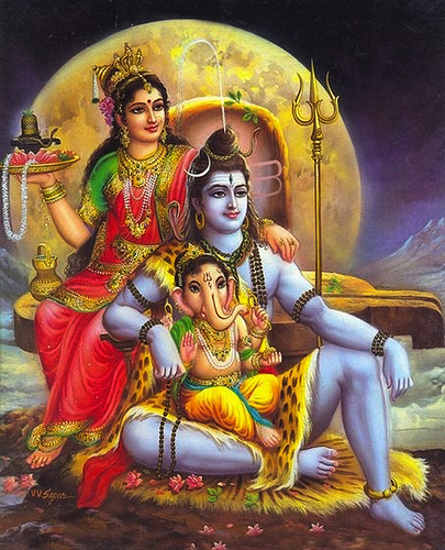 Parvati, Shiva y Ganesha