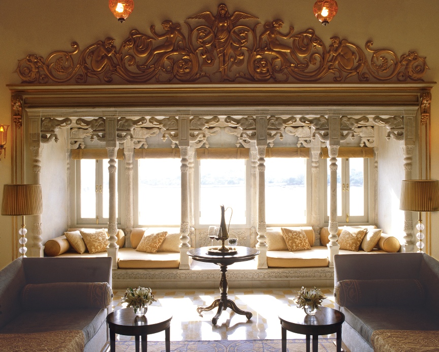 Una de las suites del Taj Lake Palace de Udaipur