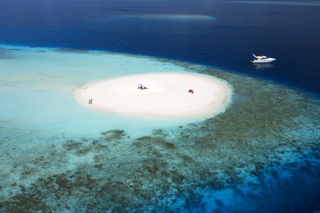 La isla Sandbank de Maldivas. 