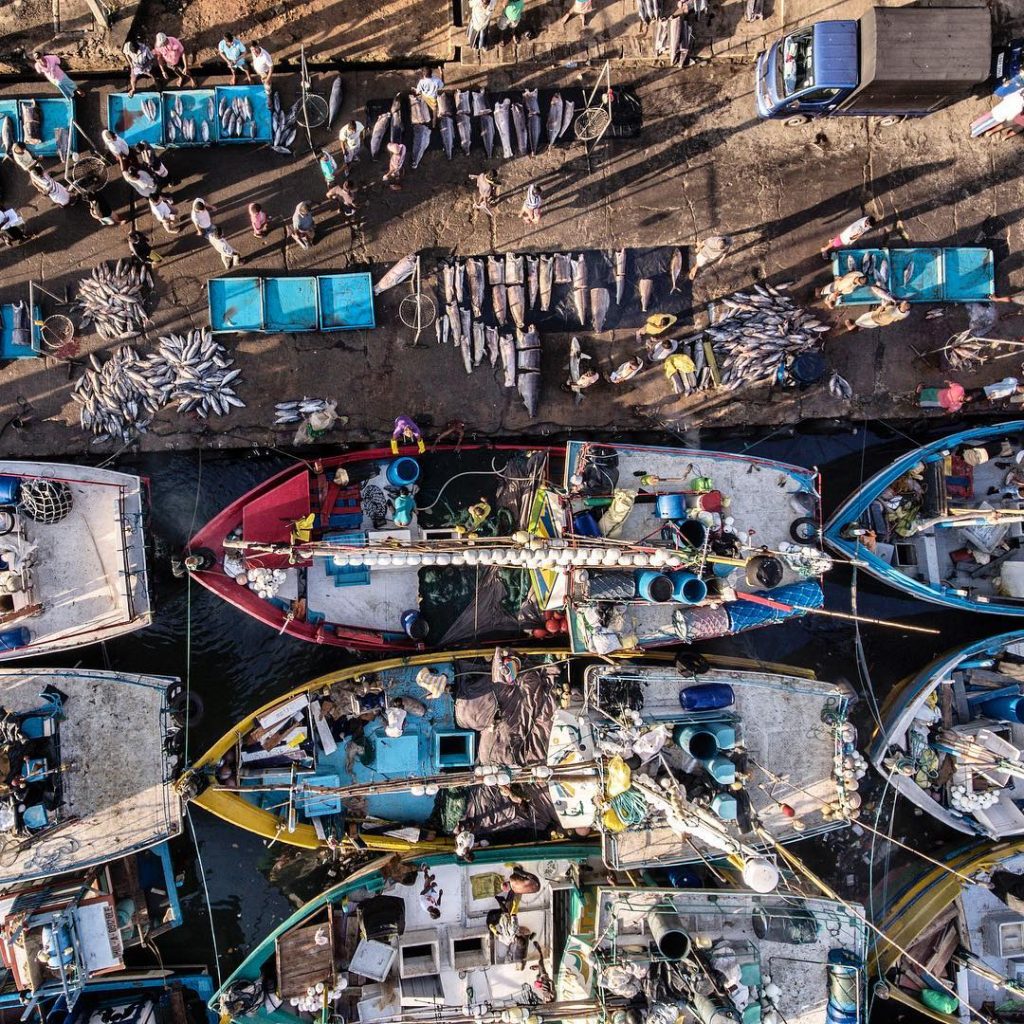 Barcos de pesca en Mirissa en Sri Lanka 