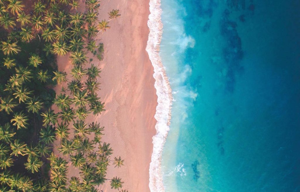 Playa de Sri lanka a vista de dron. 