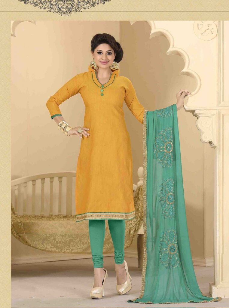 Sari amarillo y verde de algodón típico indio