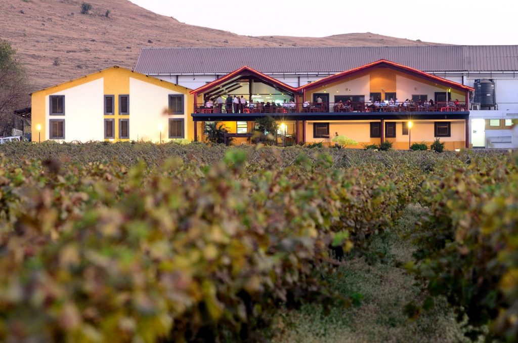 Vistas de The Source y los viñedos de Sula Vineyards