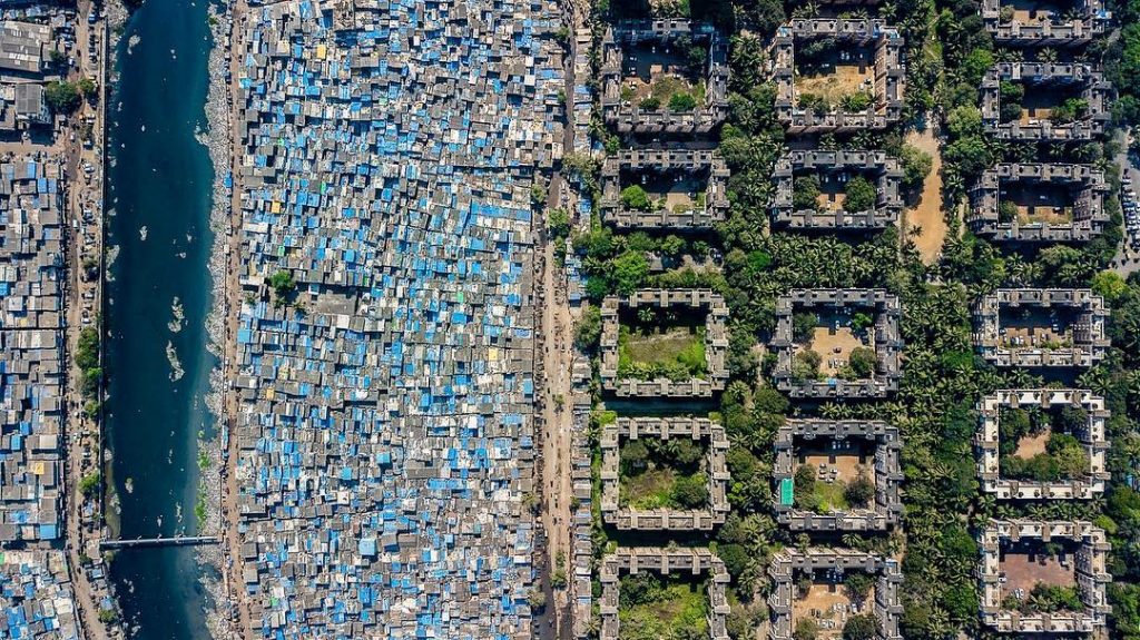 Slums de Mumbai a vista de dron