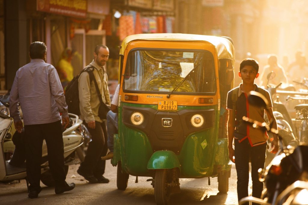 Rickshaw por las calles de India