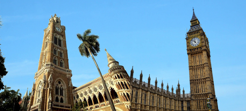 Torre de Rajabai en Mumbai y Big Ben de Londres