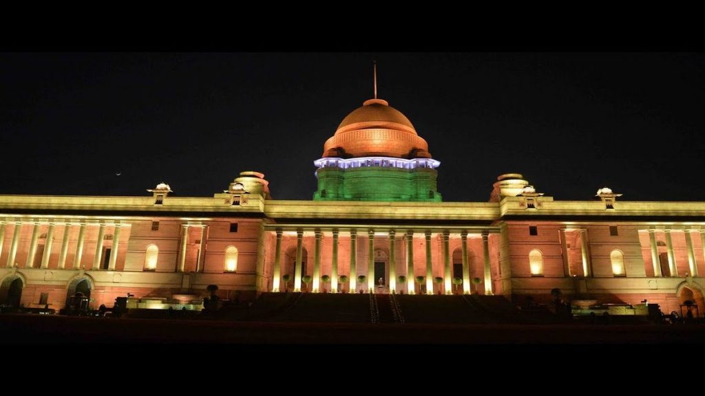 Rashtrapati Bhavan de noche 