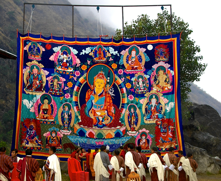 Una imagen budista bordada en Bután 
