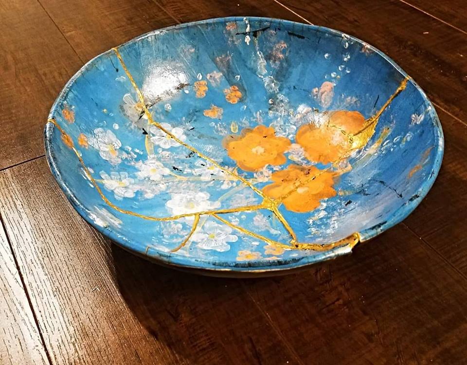 vasija de kintsugi japonés kintsugi