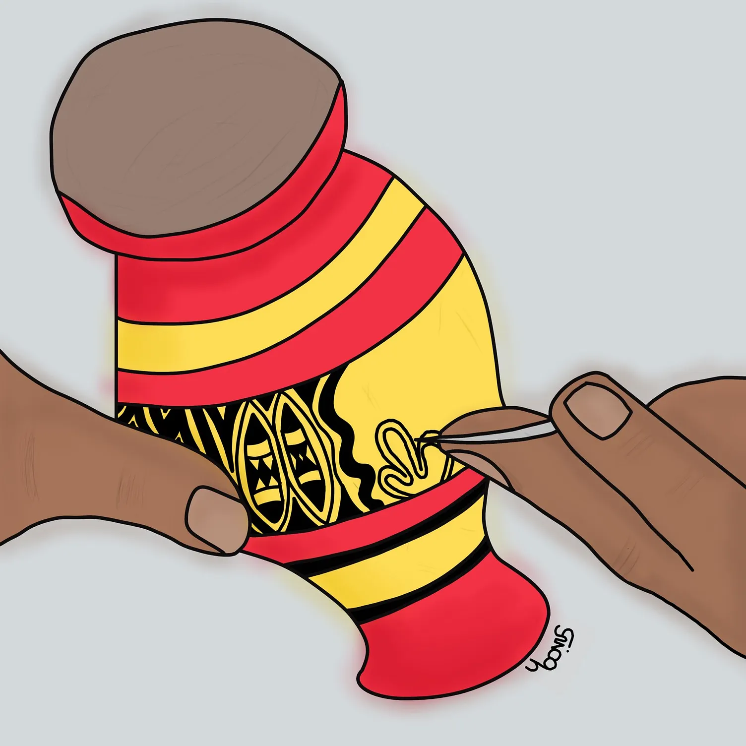 ilustración de iyelaa Jehun artesanía de maldivas