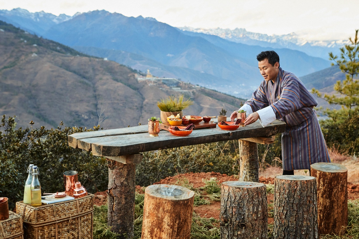 desayuno en Six Senses Bután gastronomía en six senses butan